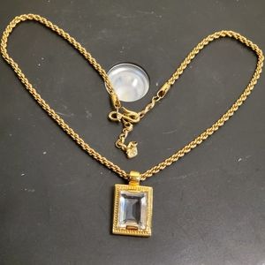 Authentic Swarovski Crystal Rectangular Emerald Cut Necklace Pendant an…